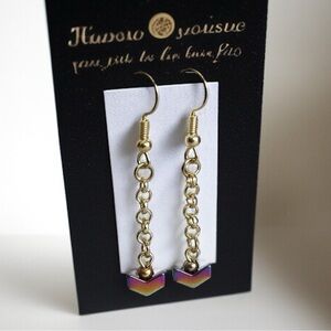 5 For $25💫Iridescent Swinging Chevron Hematite Dangles Earrings